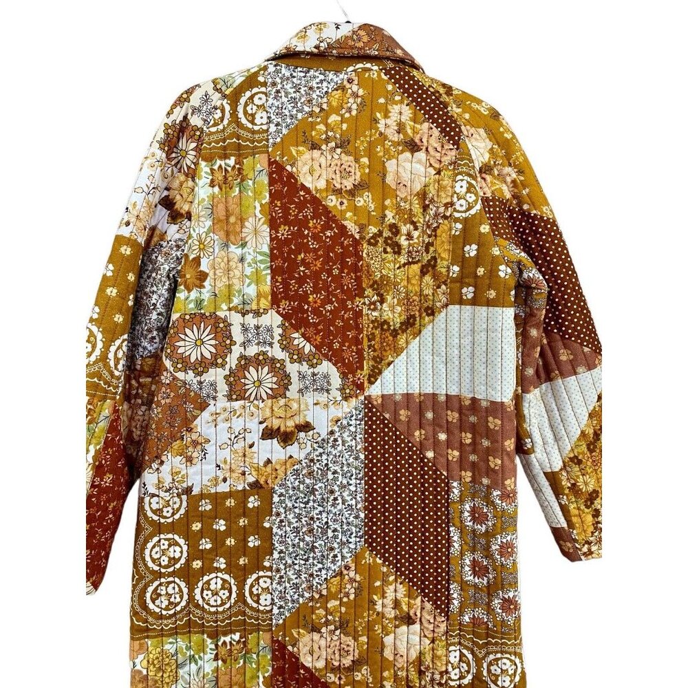 NWT Spell Patchwork Long Coat - Brown and White - Picture 8 of 10